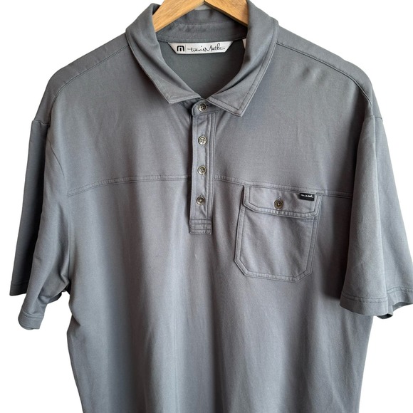 Men’s Travis Mathew Grey Golf Polo Short Sleeve Shirt Pocket Size XL - Picture 3 of 7